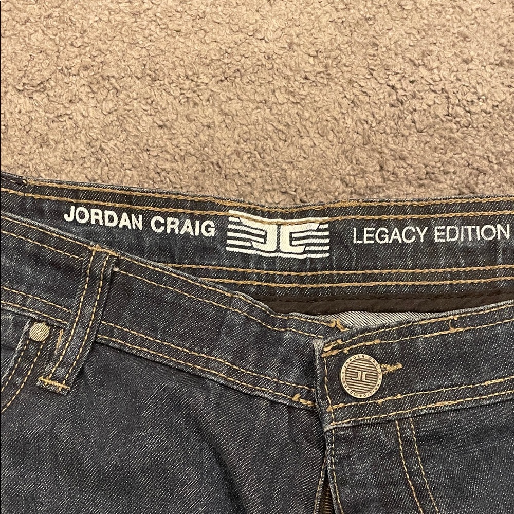 Jordan Craig Legacy Edition Men's Relaxed Fit Faded Dark Wash Jeans - Picture 3 of 9